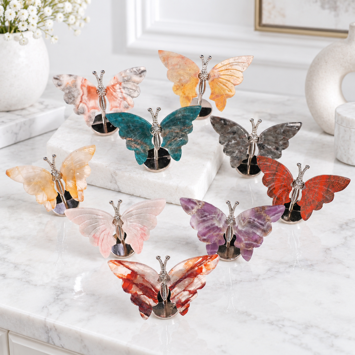Hand‑Carved Natural Crystal Butterfly Ornaments – Where Nature Meets Art
