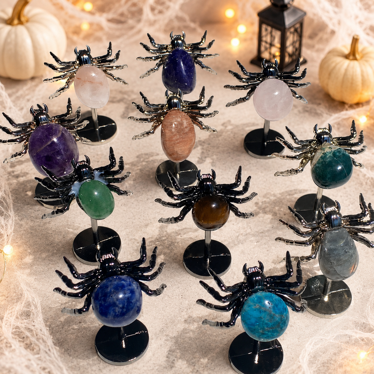 Gemstone Spider Ornaments ‑ Spooky‑Chic Crystal Decor for Halloween & Year‑Round Display