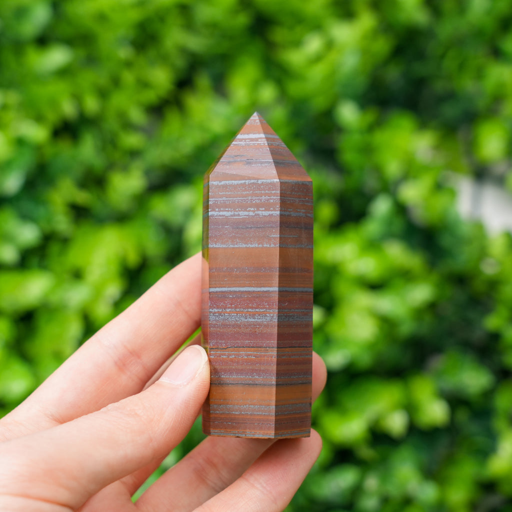 Natural Iron Tiger Eye Crystal Point Polished Grounding Stone for Strength & Protection