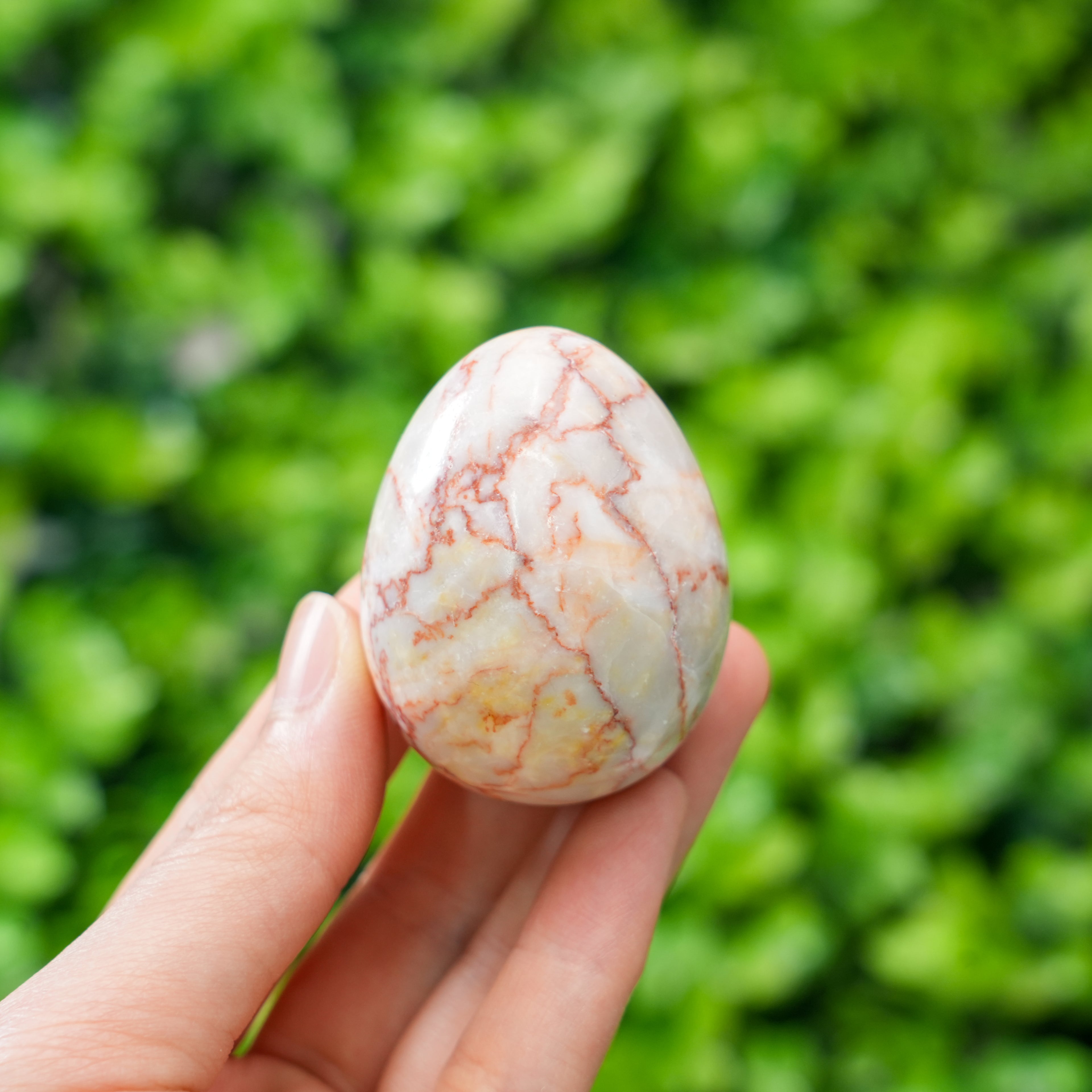 Red Network Crystal Egg, Natural Vein Crystal Decor for Home & Office