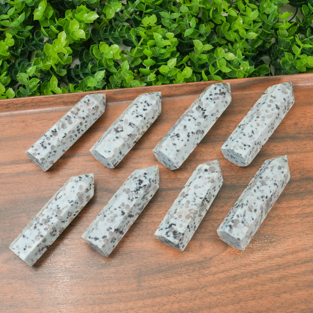 Kiwi Jasper Crystal Point Tower, Polished Sesame Jasper Obelisk for Energy Healing & Home Decor
