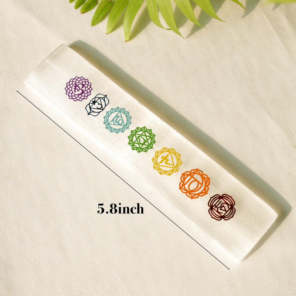 Seven Chakra Selenite Slab