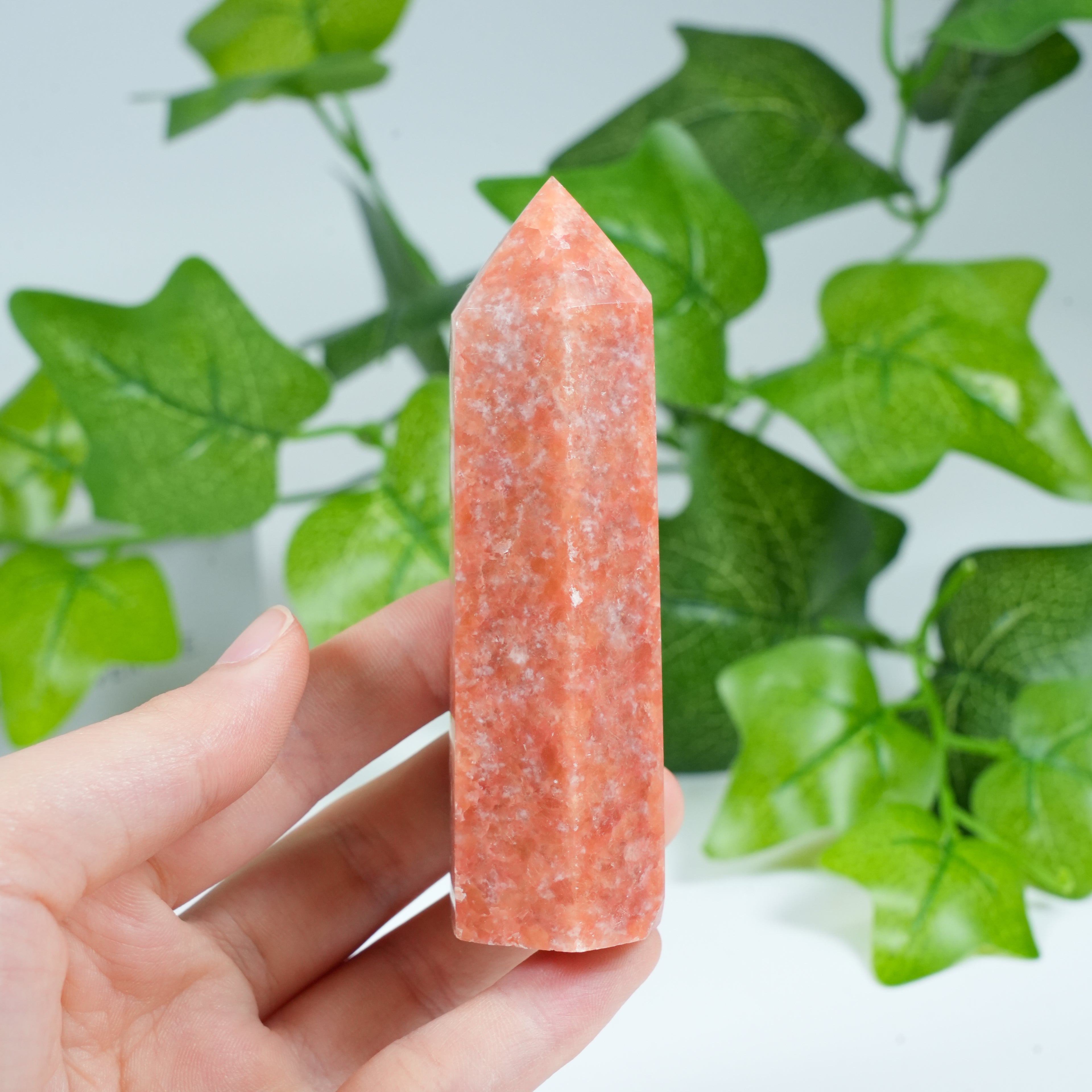Sunstone Crystal Tower Obelisk, Polished Point Wand for Energy Healing & Home Decor