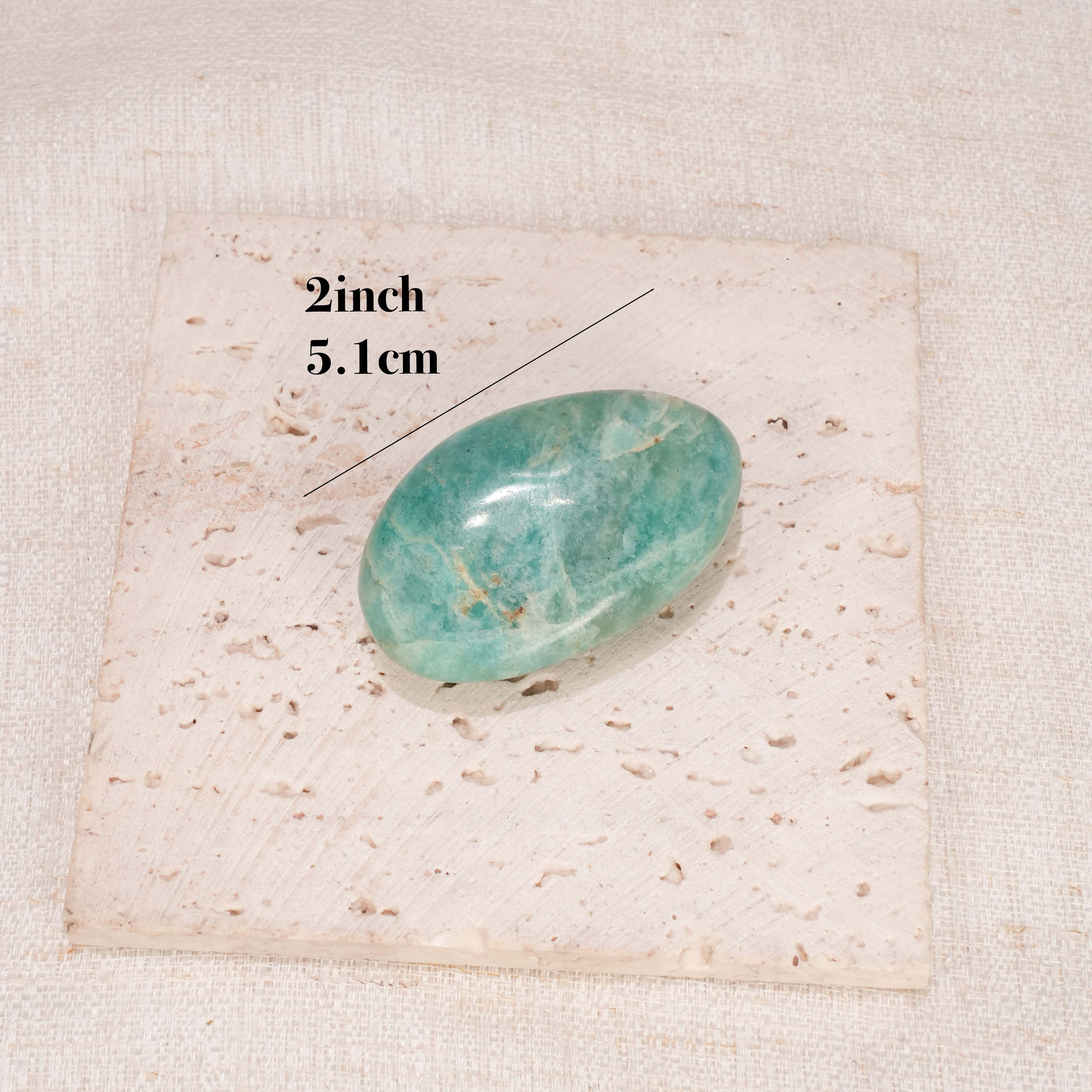 Amazonite Tumbled Palm Stone, Polished Amazonite Pocket Crystal for Meditation, Chakra Healing & Home Decor