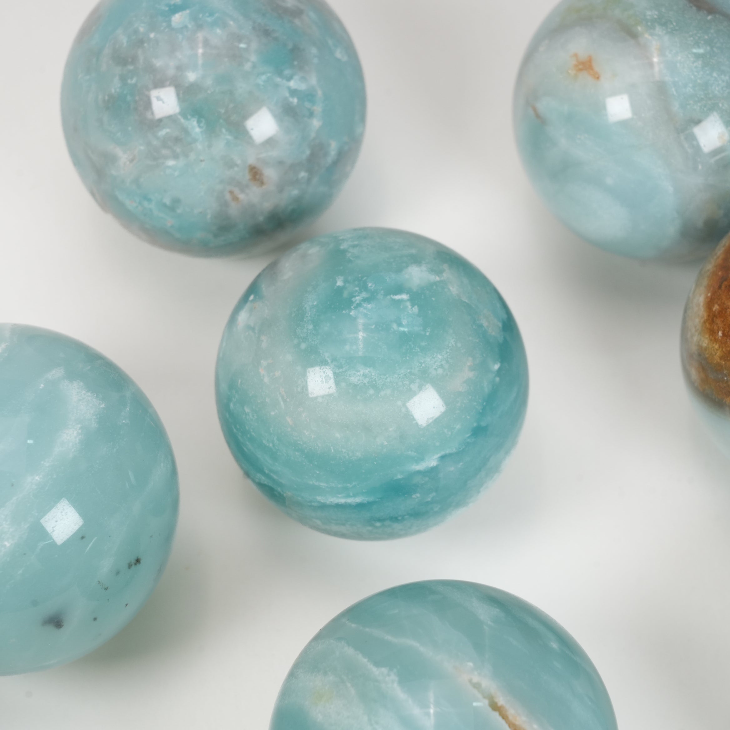 Natural Blue Amazonite Sphere, 5.3cm Polished Crystal Sphere Orb Decor for Home Display Collection