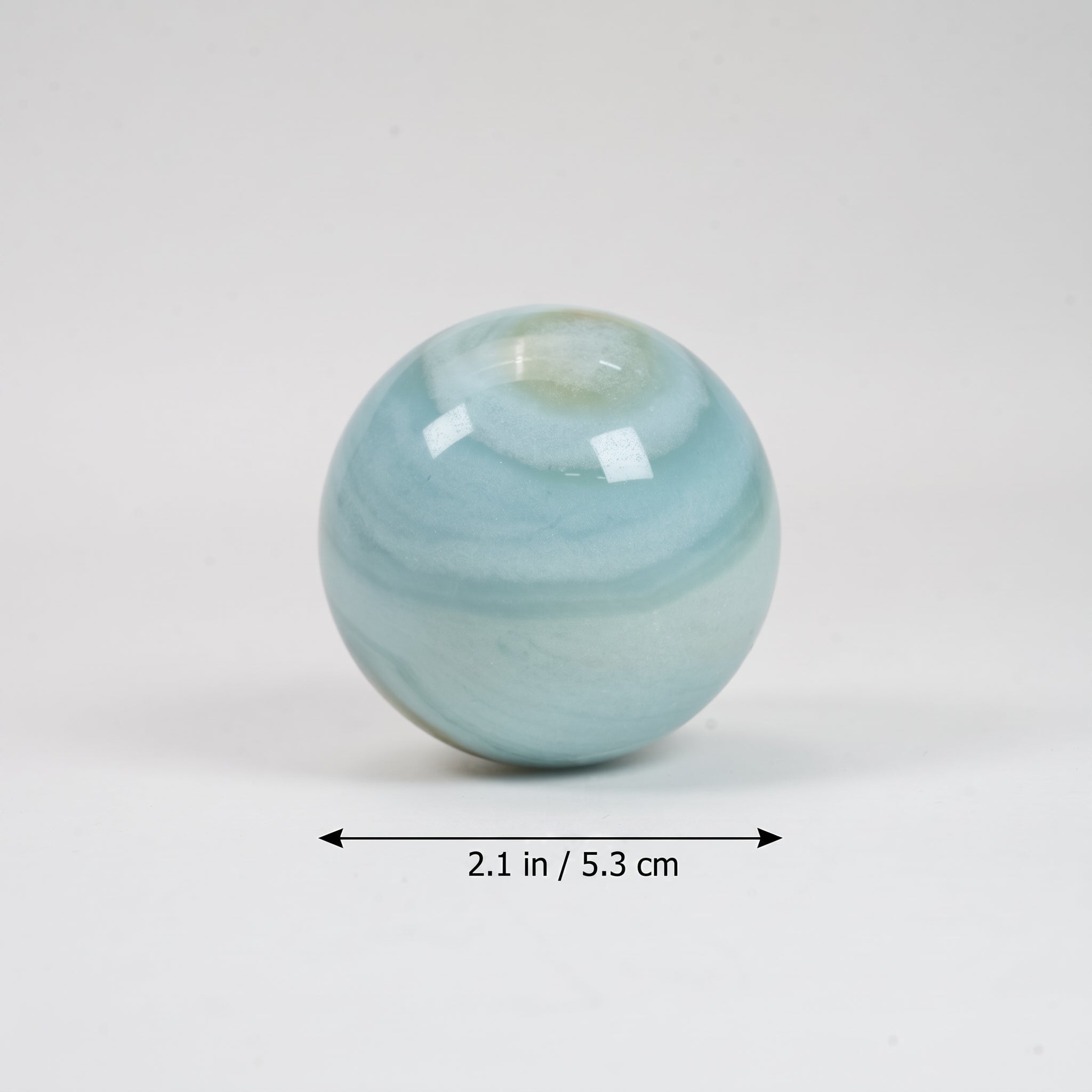 Natural Blue Amazonite Sphere, 5.3cm Polished Crystal Sphere Orb Decor for Home Display Collection
