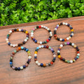 Natural Mixed Stone Beaded Bracelet, Handmade Crystal Bracelet for Women & Men