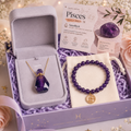 Pisces Zodiac Crystal Gift Set | Amethyst Perfume Bottle Pendant Necklace & Beaded Bracelet Kit, Astrology Birthday Gift for Women