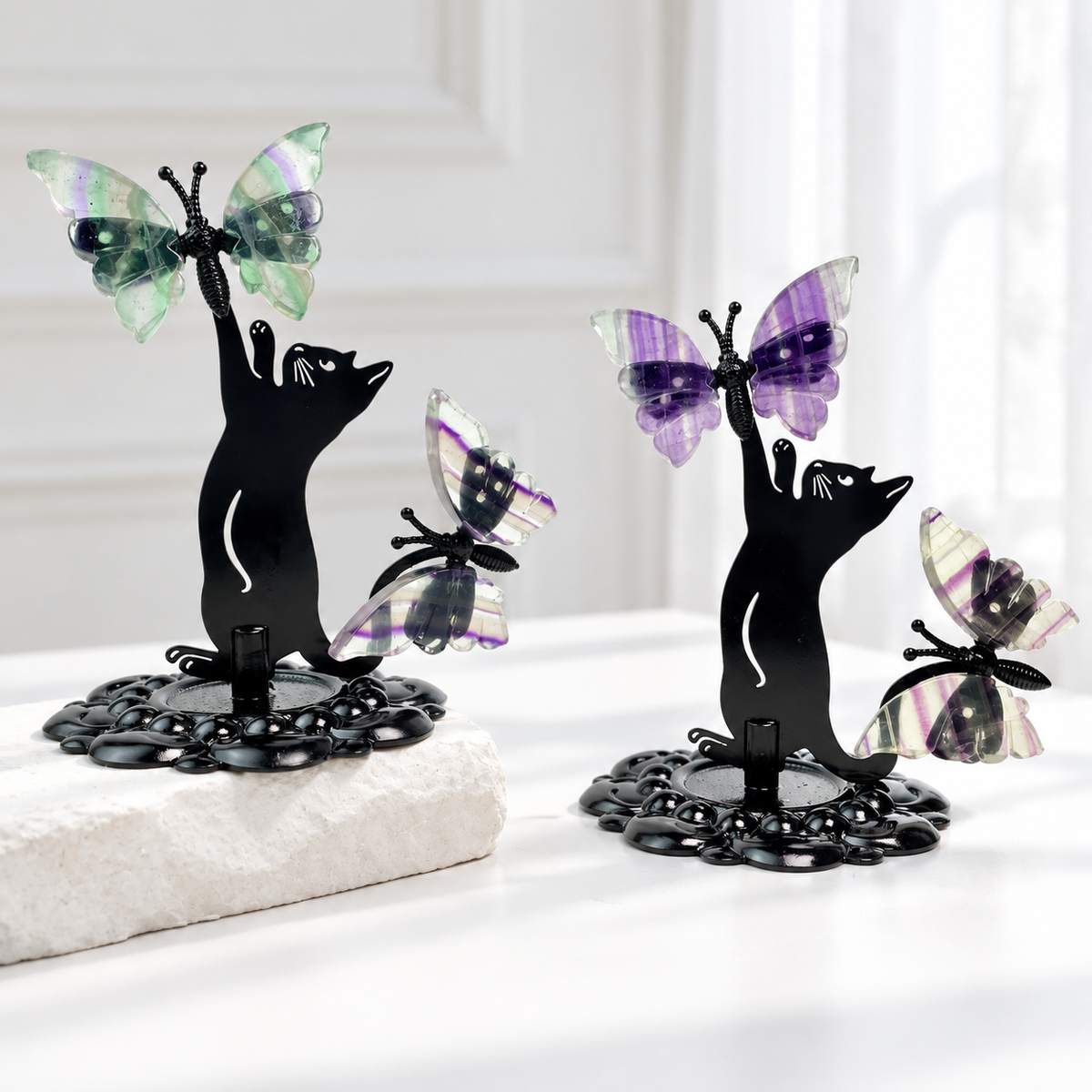 Butterfly Carving with Cat Base