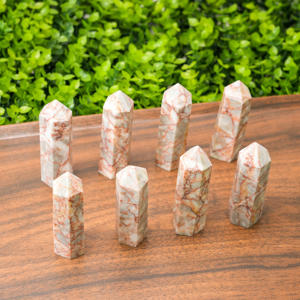Red net stone tower Single Network Crystal Column for Home Decor