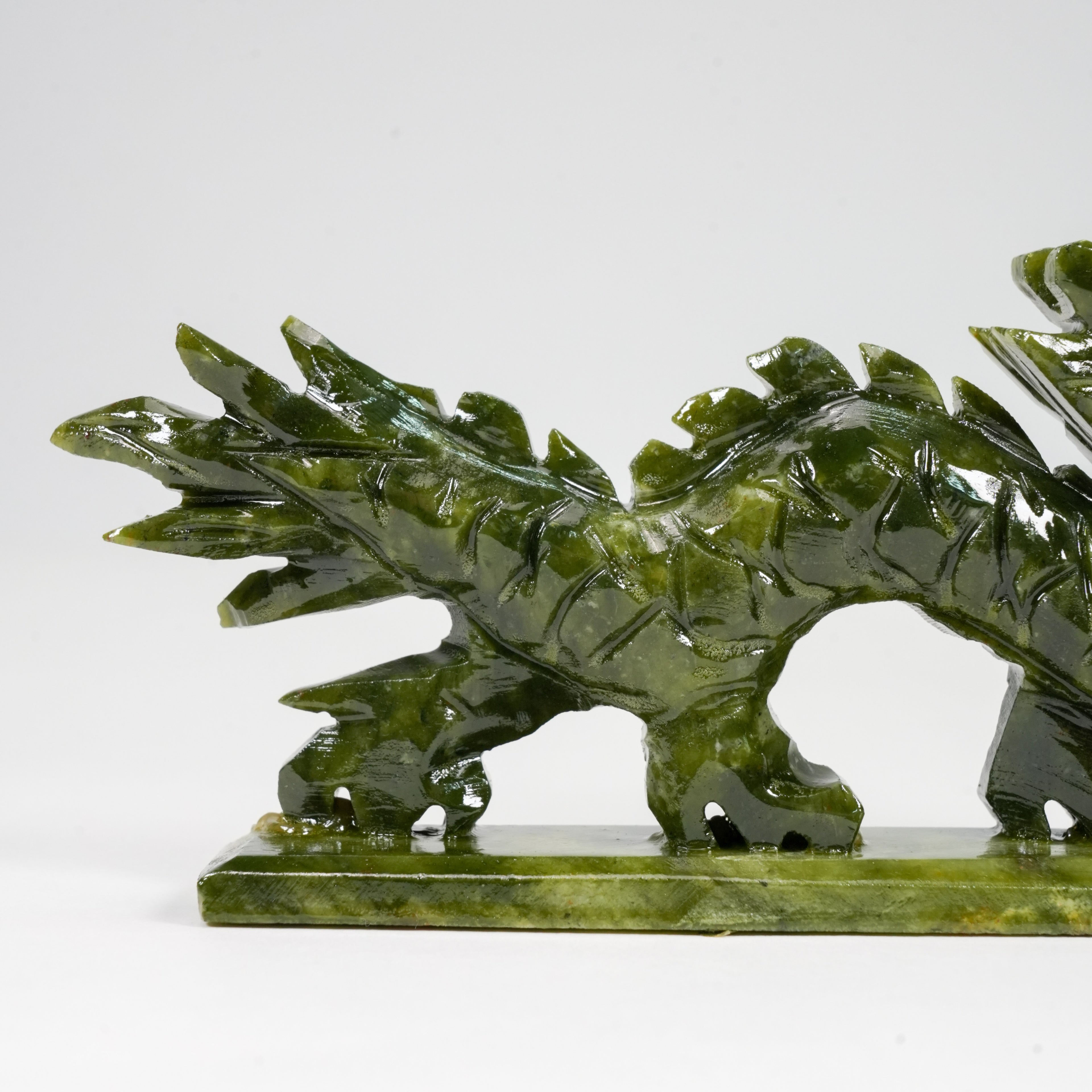 Natural Green Jade Dragon Statue with Base, 7.4 Inch Hand Carved Chinese Feng Shui Dragon Ornament, Real Jade Dragon Holding Pearl Sculpture for Home Office Wealth Luck Decor