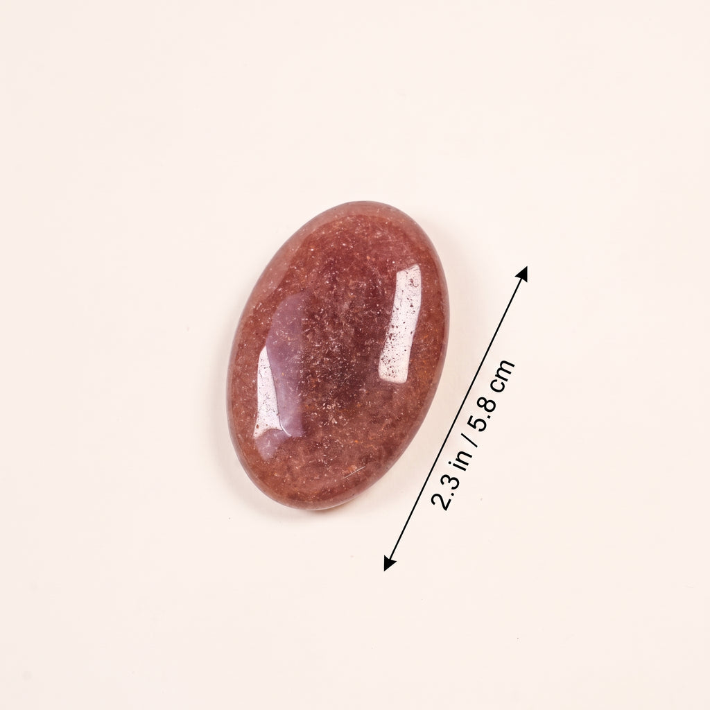 Natural Strawberry Quartz Palm Stone, Polished Oval Worry Stone, Healing Crystal Pocket Stone for Meditation, Chakra Energy Balancing & Spiritual Gift
