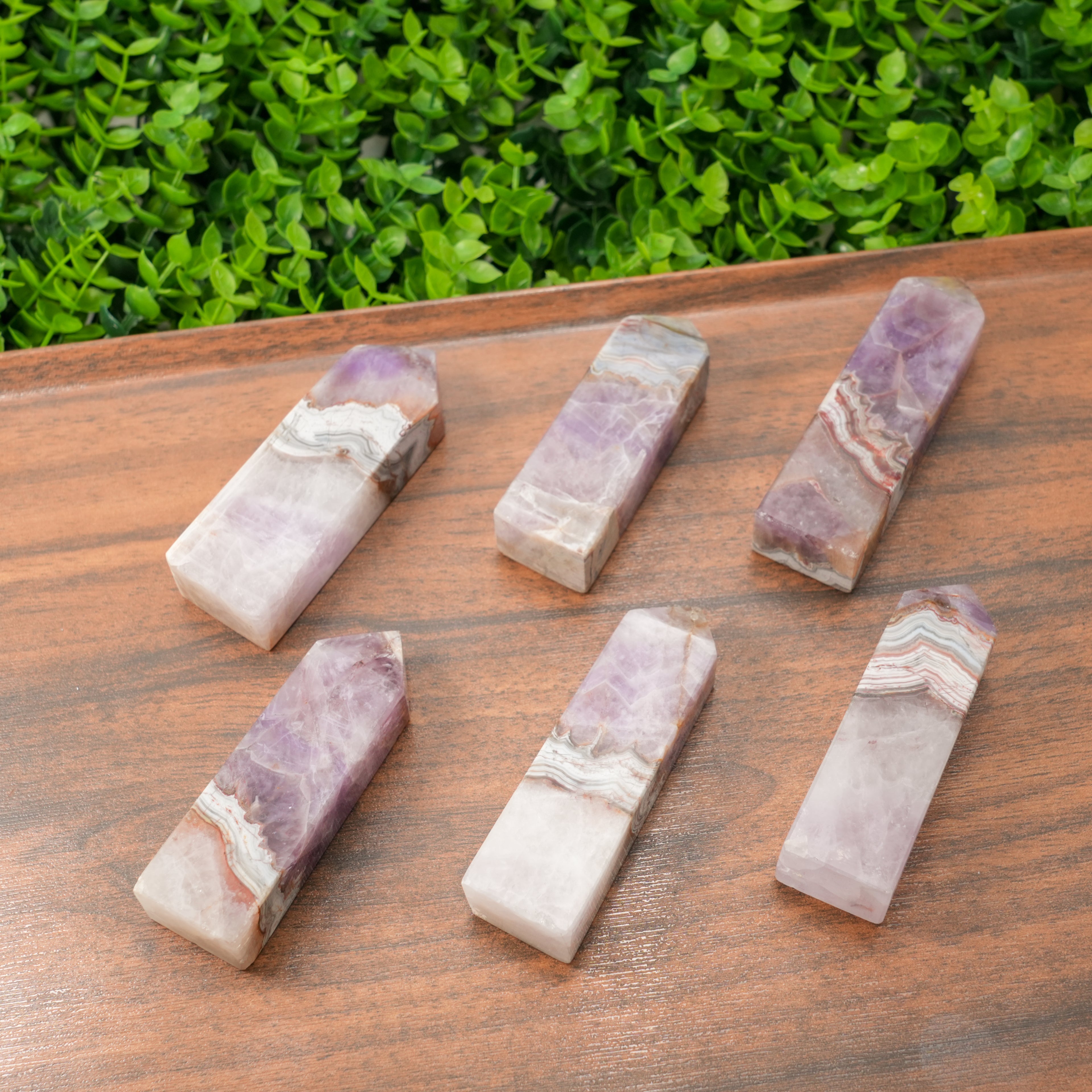 Dream Amethyst Tower - Chevron Pattern, Healing Crystal & Home Decor