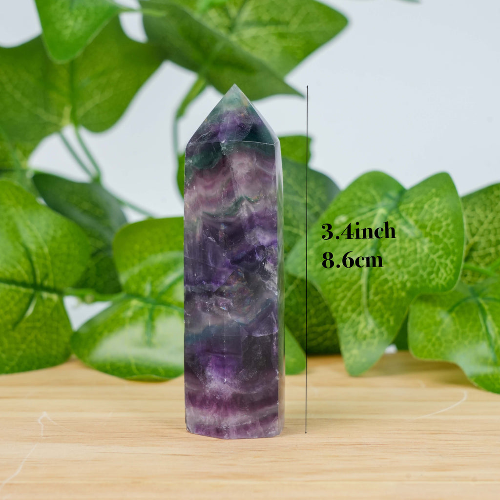 Rainbow Fluorite Crystal Point Tower | Polished Fluorite Wand for Healing & Home Decor