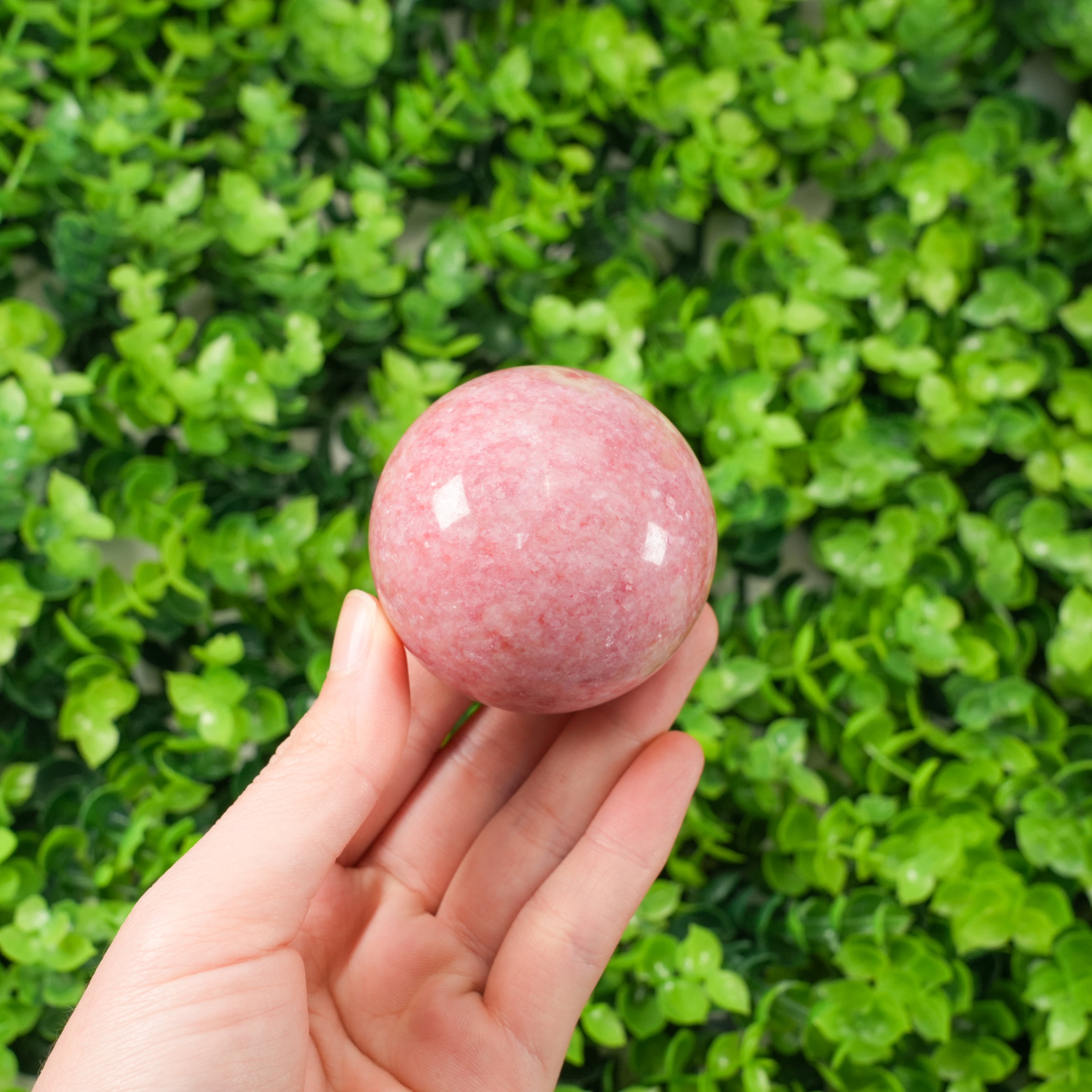 Natural Thulite Crystal Sphere, Pink Zoisite Polished Ball Healing Stone for Meditation, Energy Crystal Decor Gift