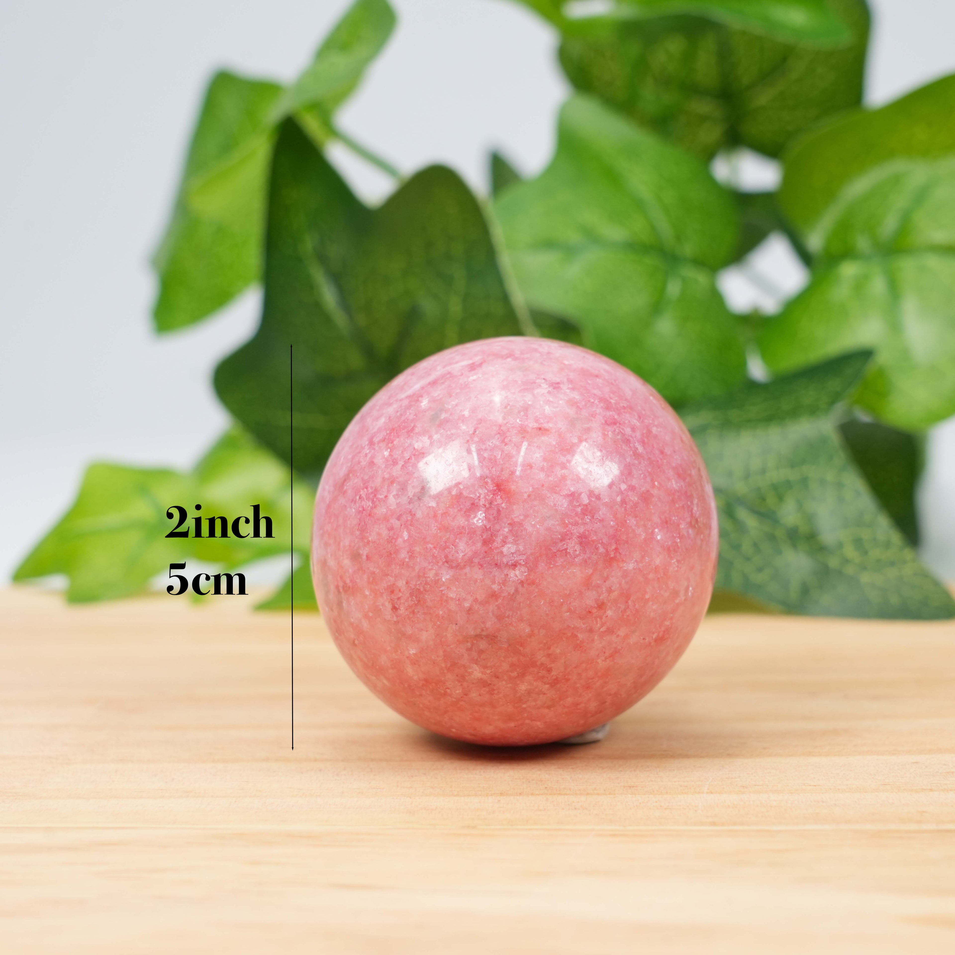 Natural Thulite Crystal Sphere, Pink Zoisite Polished Ball Healing Stone for Meditation, Energy Crystal Decor Gift