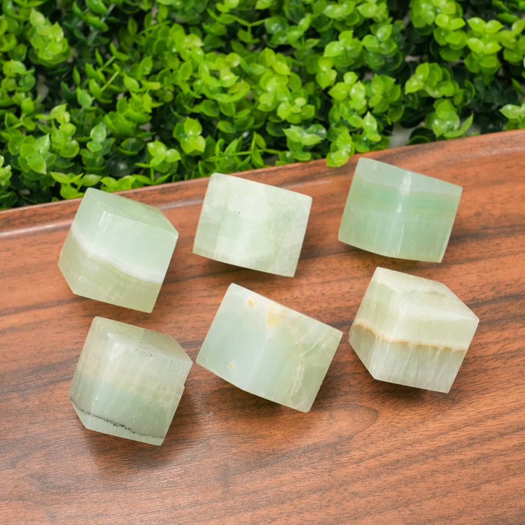 Natural Caribbean Calcite Cube - Ocean Blue Calcite Square Crystal, Polished Gemstone Block for Stress Relief, Coastal Home Decor, Meditation, and Reiki Healing