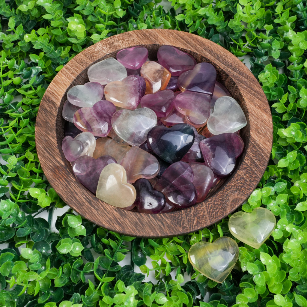 Purple Fluorite Heart Crystal | Polished Fluorite Palm Stone for Emotional Healing & Focus