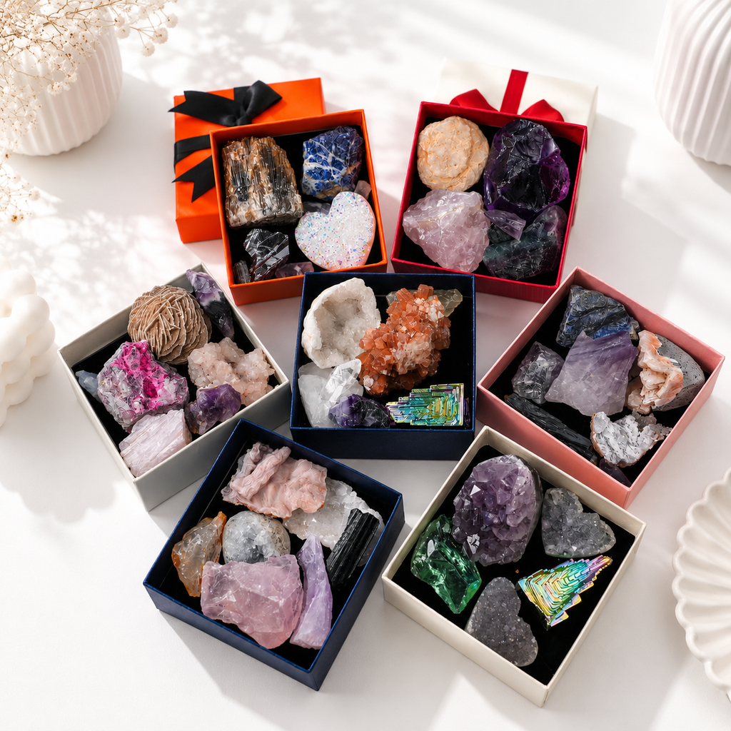 Raw Crystal & Geode Mineral Specimen Box