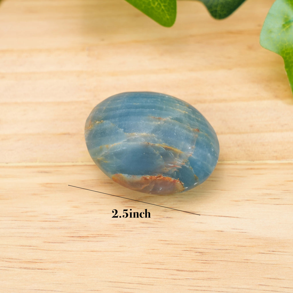 Natural Blue Onyx Palm Stone Polished Calming Crystal for Strength & Emotional Balance
