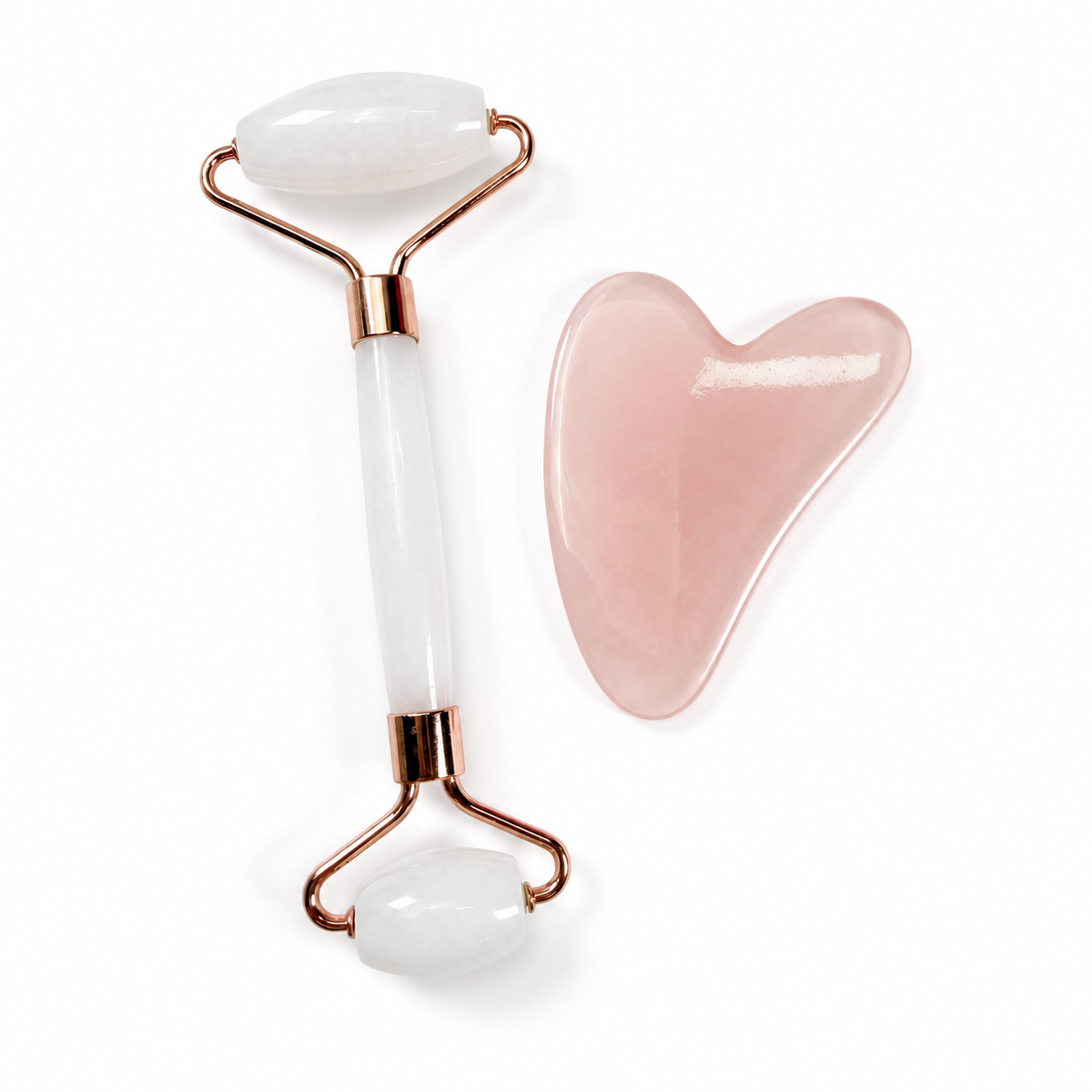 Rose Quartz Facial Roller & Gua Sha Stone Gift Set