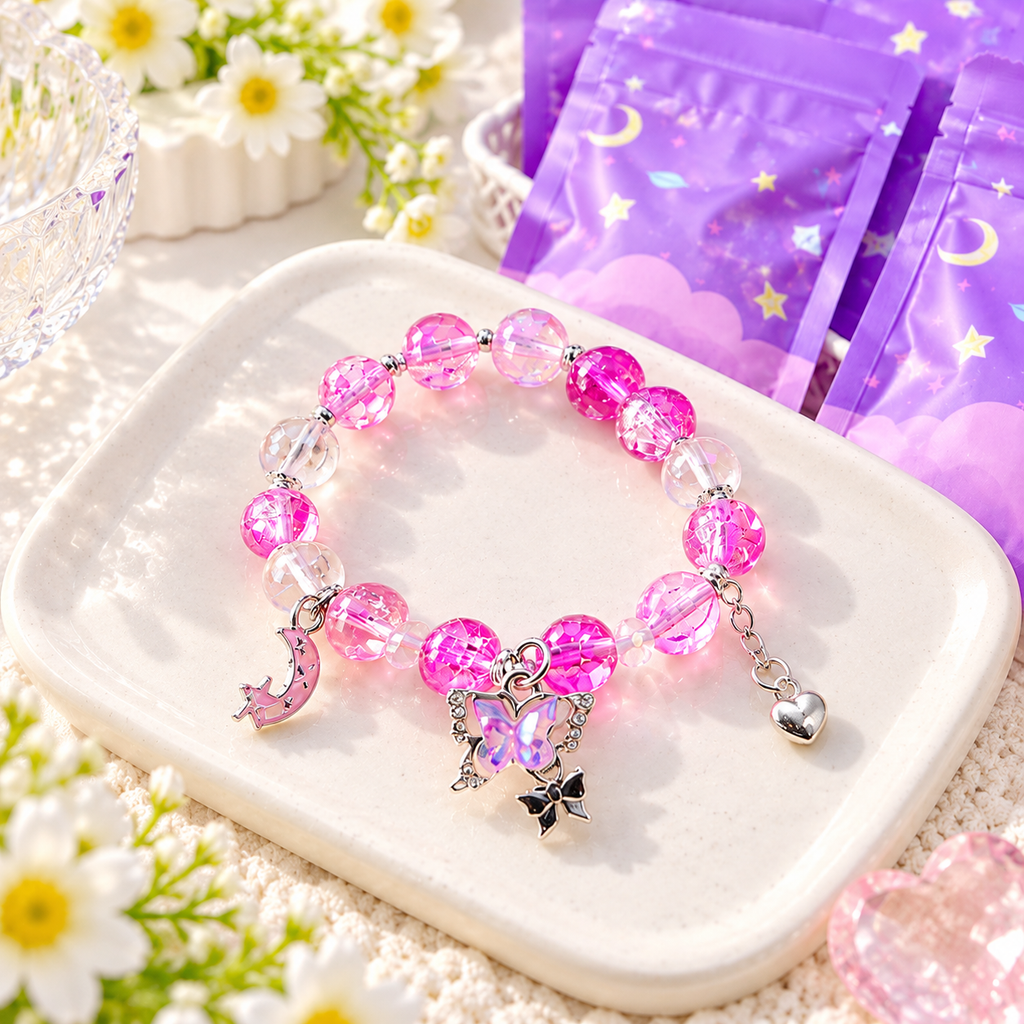 Handmade Glass Bead Bracelets | Random Bulk Grab Scoop, Each Bracelet with Capsule Container