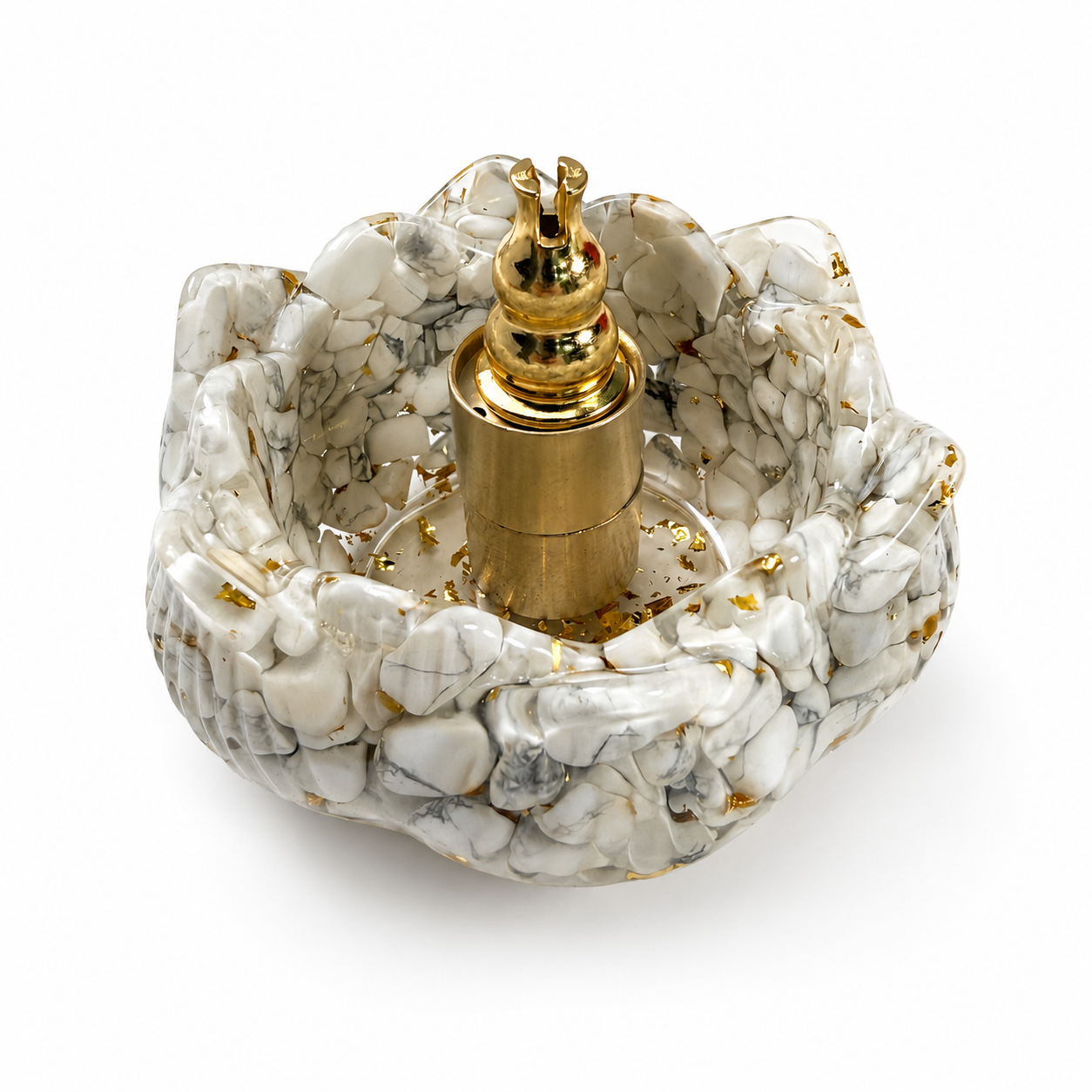 Lotus Shape Incense Burner, Resin Mixed Amethyst Chips Incense Holder, Stick & Cone Incense Censer, Meditation Aromatherapy Decor With Premium Gift Box