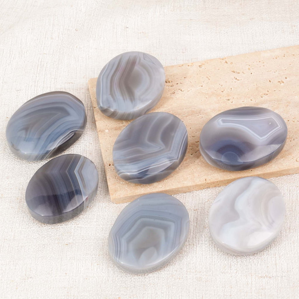 Gray Agate Palm Stone