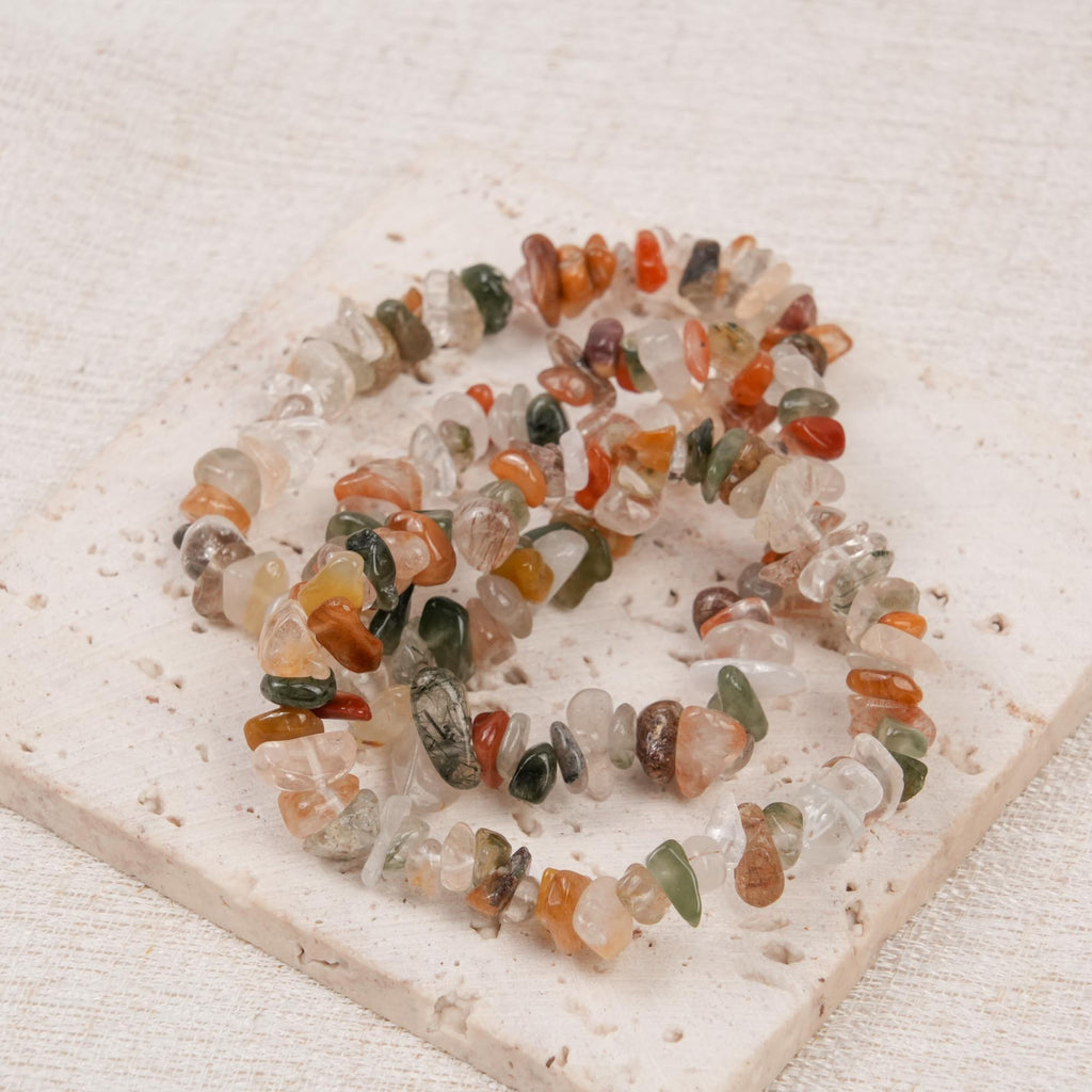Rainbow Rutilated Quartz Chip Bracelet