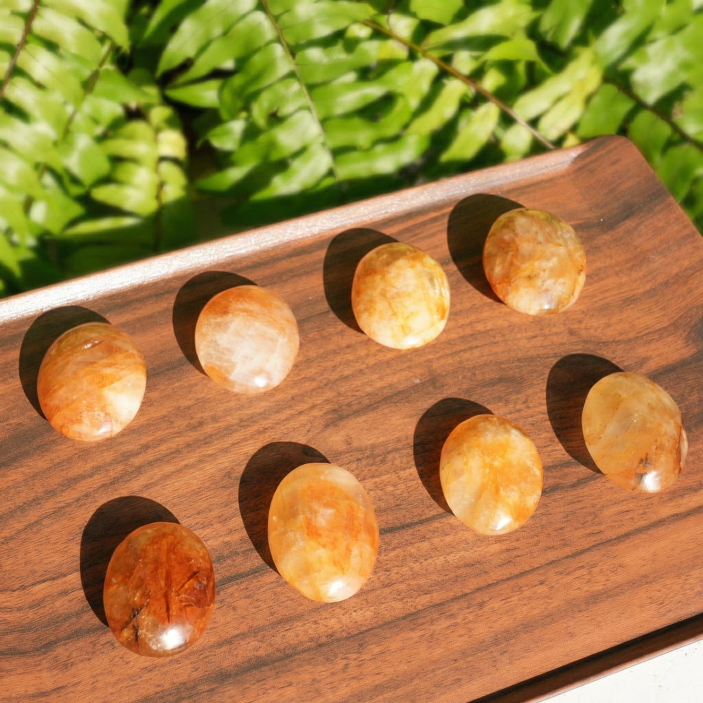 Yellow Fire Quartz Palmstone