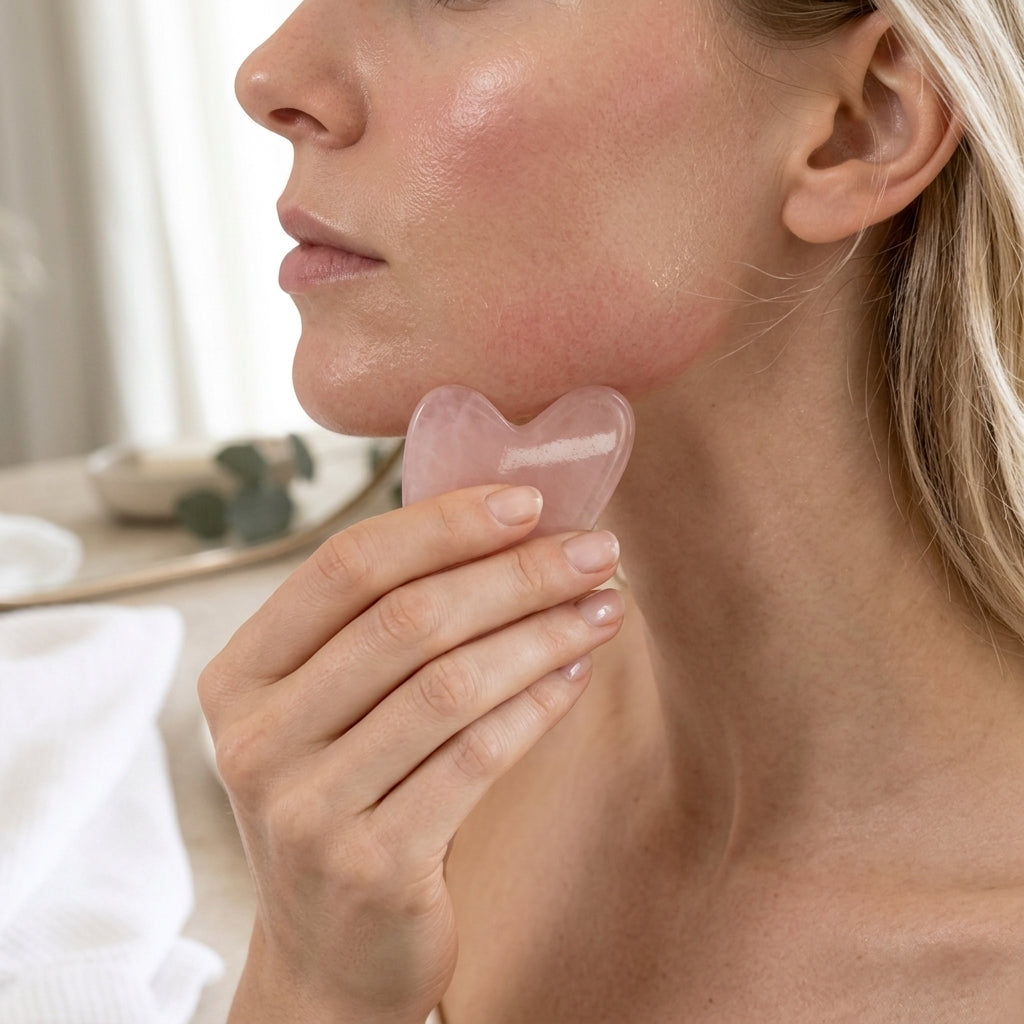 Rose Quartz Facial Roller & Gua Sha Stone Gift Set