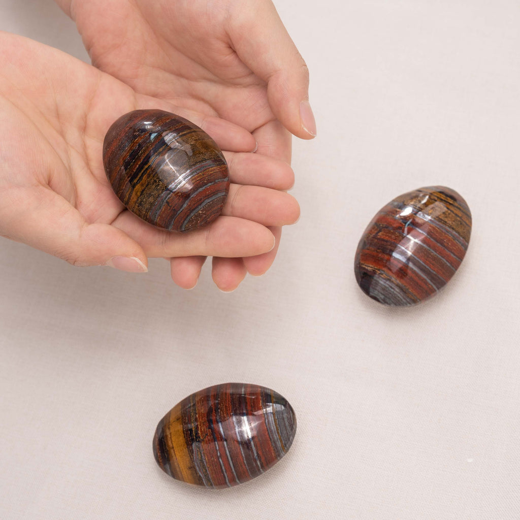 Iron Tiger Eye Stone Palm Stone with energizing and healing qualities