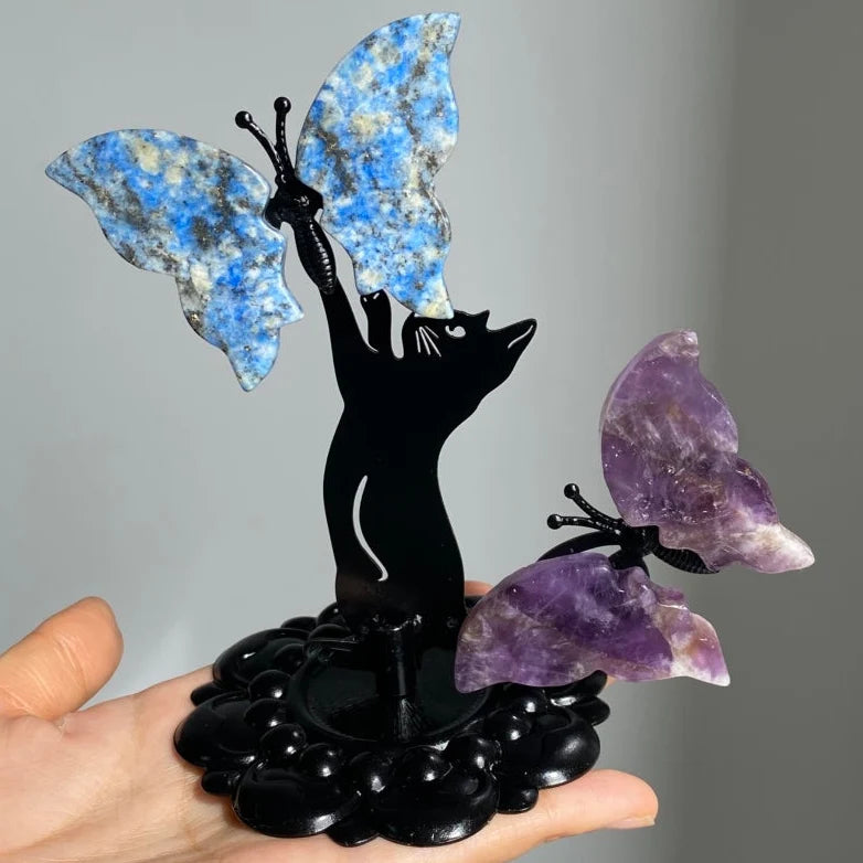 Butterfly Carving with Cat Base