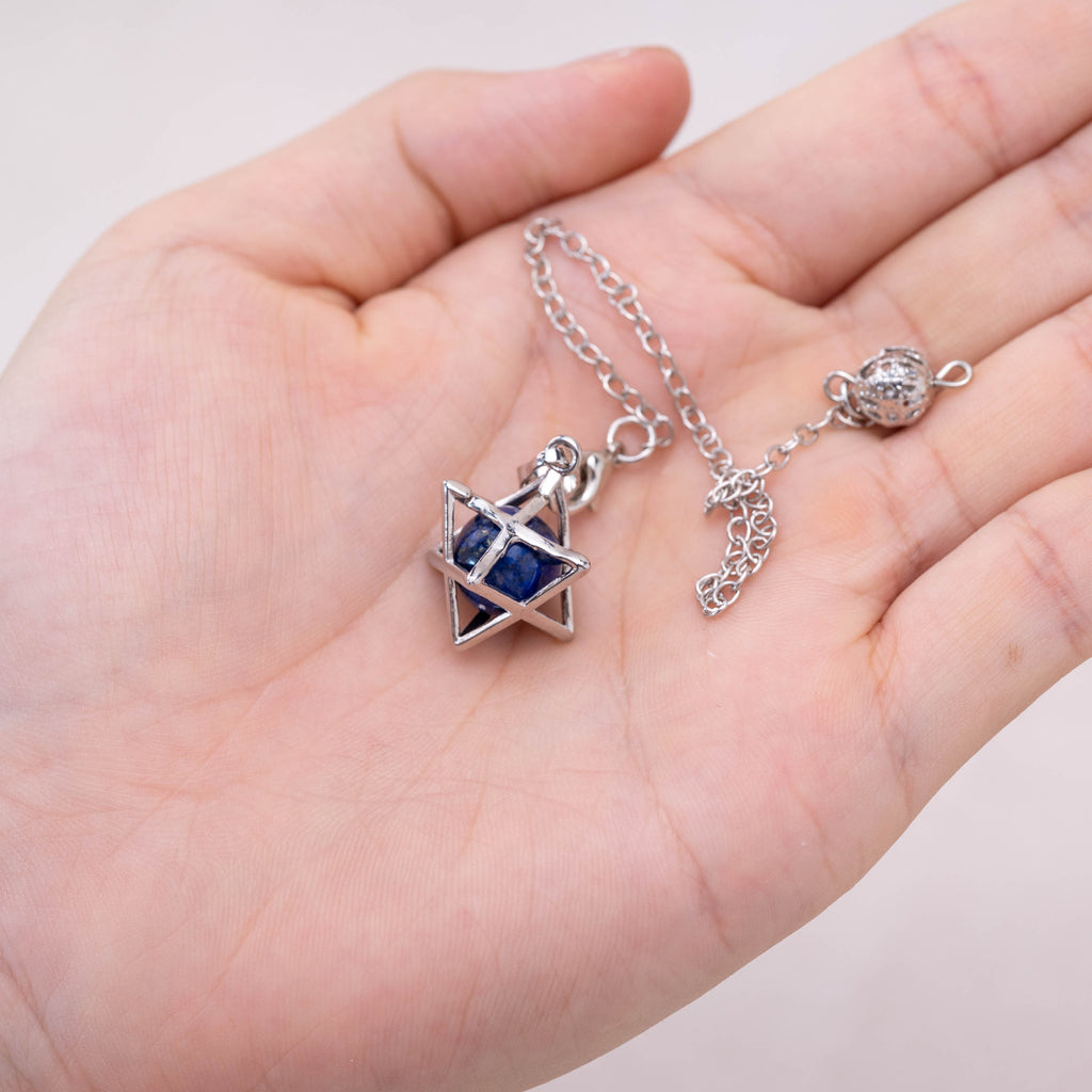 Elegant Lapis Lazuli Merkaba pendulum for balance and harmony