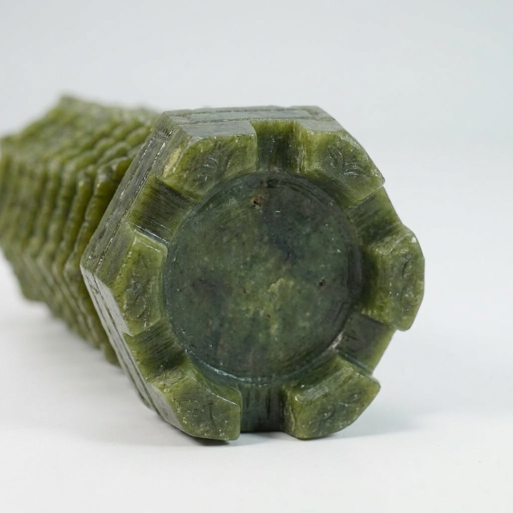 Green Jade 9-Level Wen Chang Pagoda Statue - Feng Shui Tower for Academic Success & Career Luck, 5.3" (13.5cm) Hand-Carved Crystal Figurine