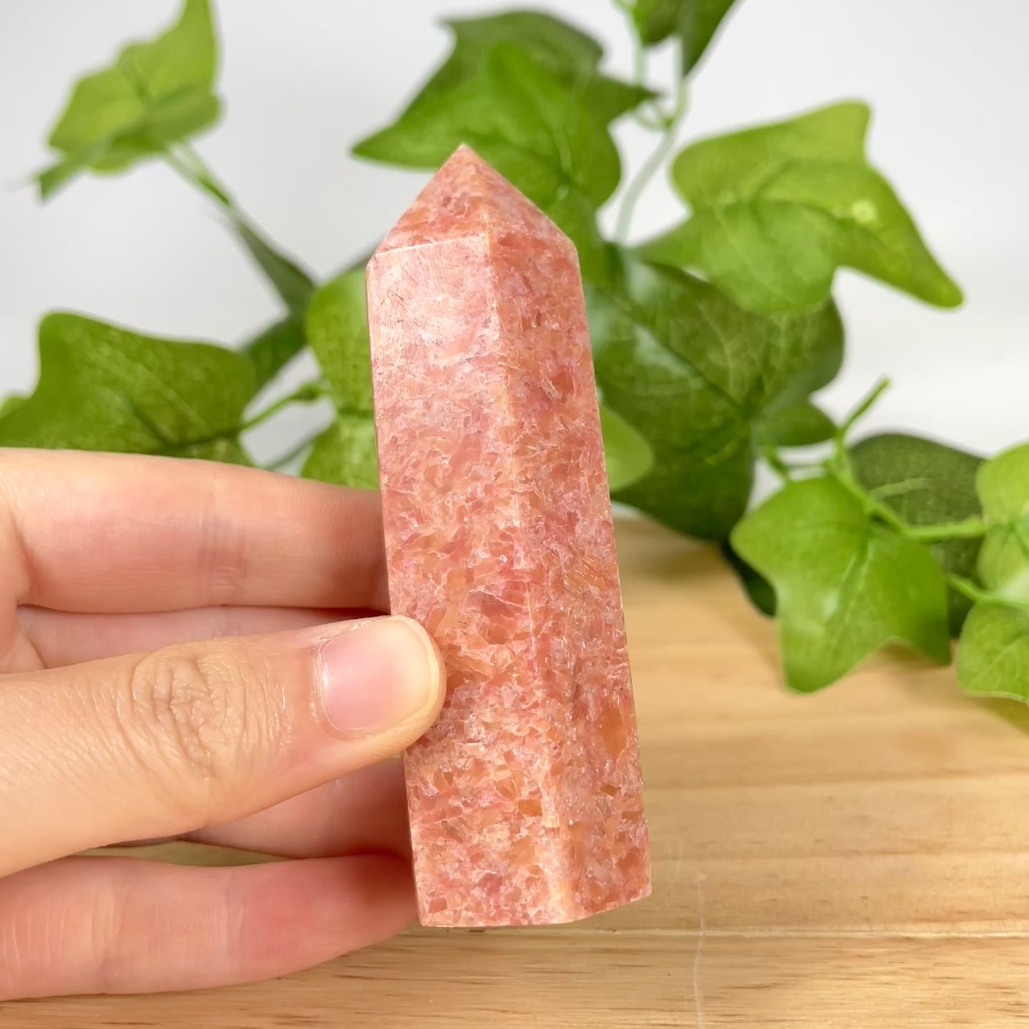 Sunstone Crystal Tower Obelisk, Polished Point Wand for Energy Healing & Home Decor