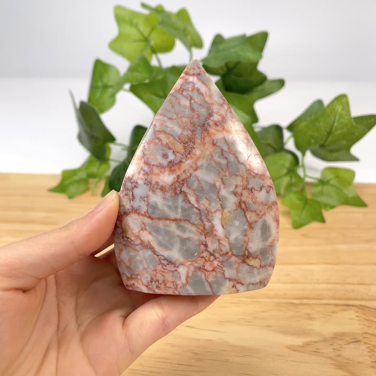 Red Vein Jasper Teardrop Crystal, Polished Flame Tower for Reiki Healing, Meditation Crystal, Home Decor, Spiritual Gift for Her