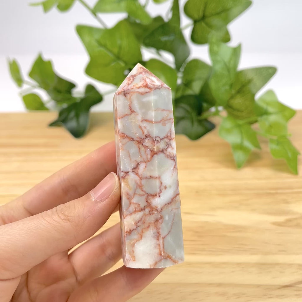 Red net stone tower Single Network Crystal Column for Home Decor
