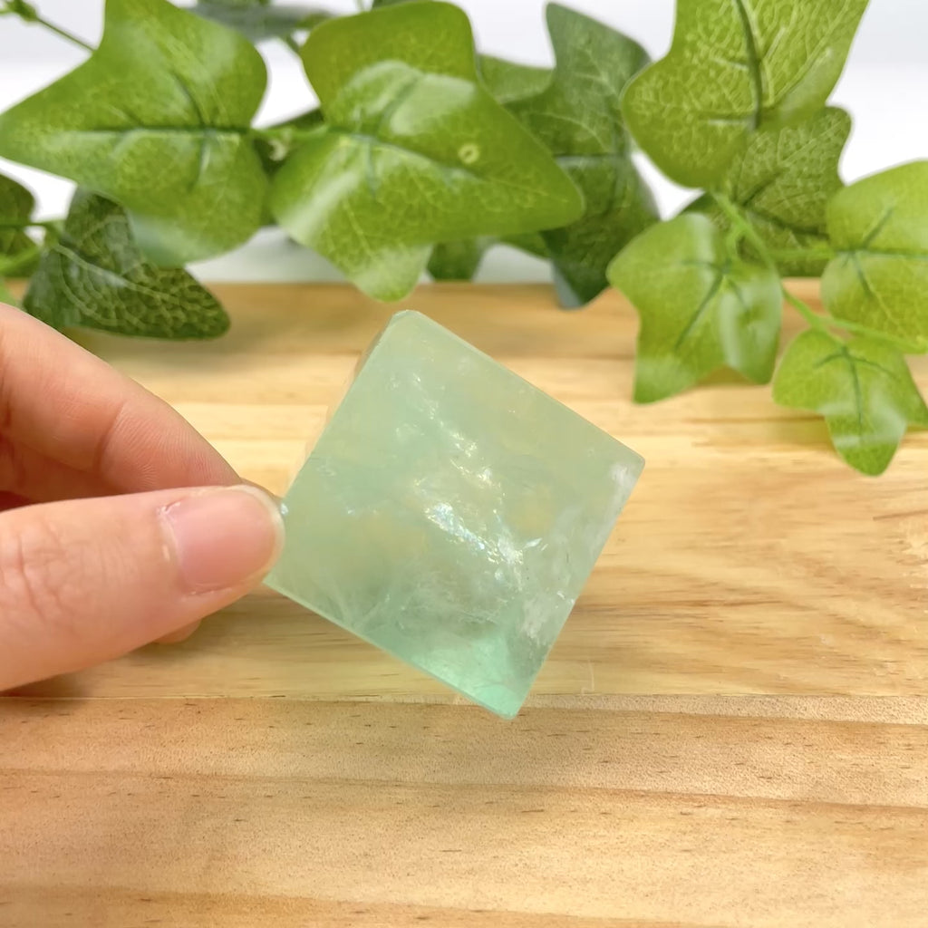 Green Fluorite Cube - 100% Undyed Crystal Decor, Healing Stone for Home & Collection