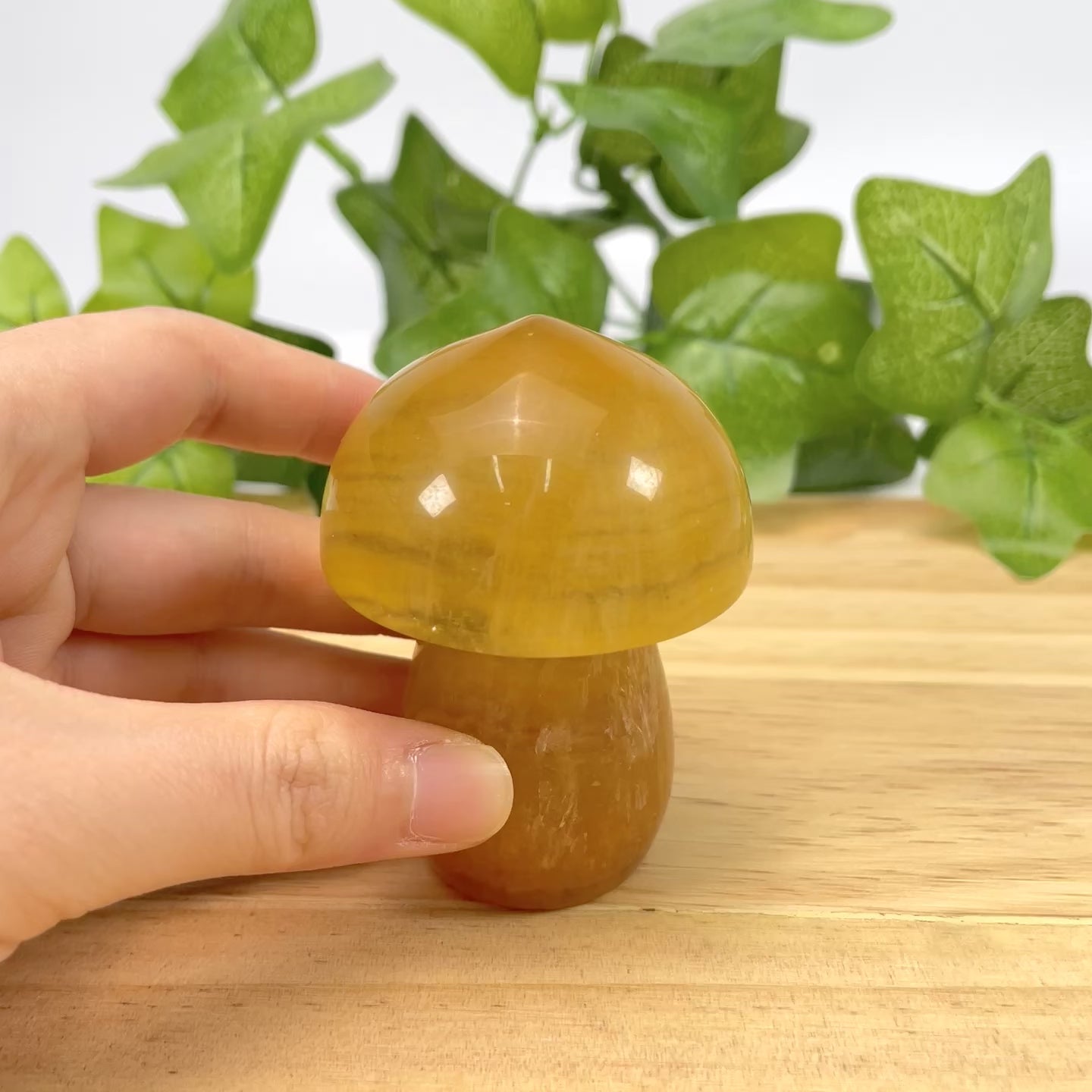 Natural Rainbow Fluorite Mushroom - Hand-Carved Colorful Crystal Mushroom Figurine