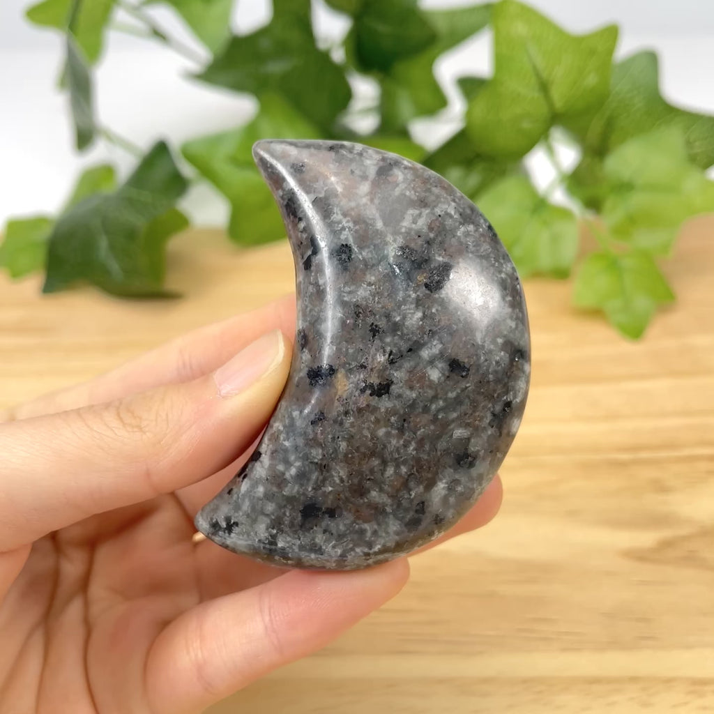 Yooperlite Moon Carving - Handcrafted Crescent Moon Crystal for Healing & Home Decor
