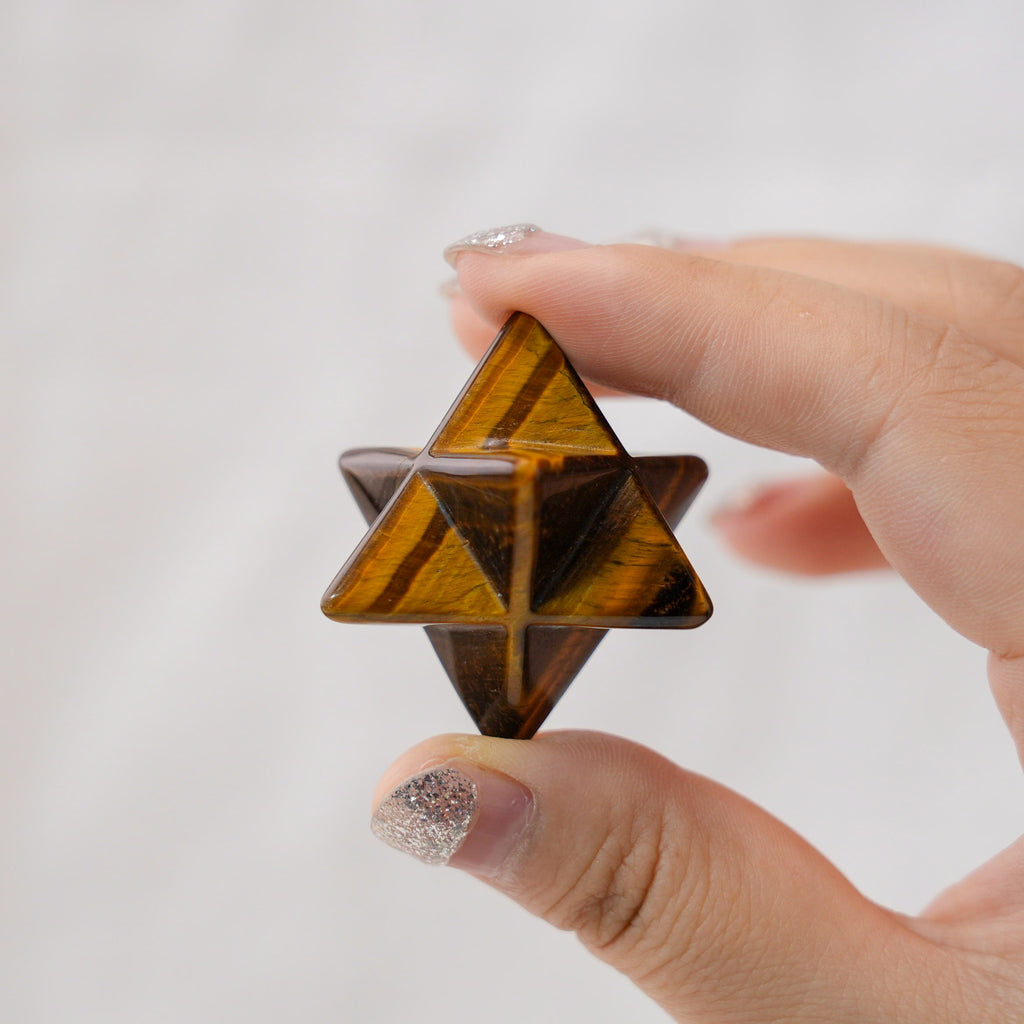 Natural Tiger Eye Merkaba, perfect for protection and mental clarity